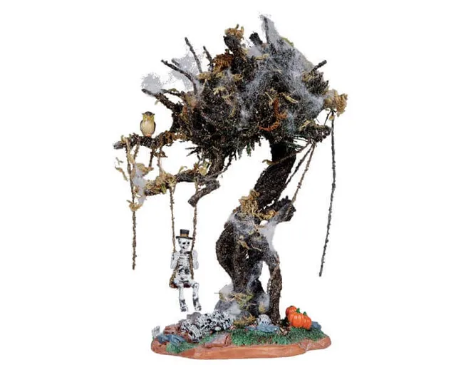 lemax-skeleton-s-swing-tree-arbre-balan-oire-spooky-town image 1