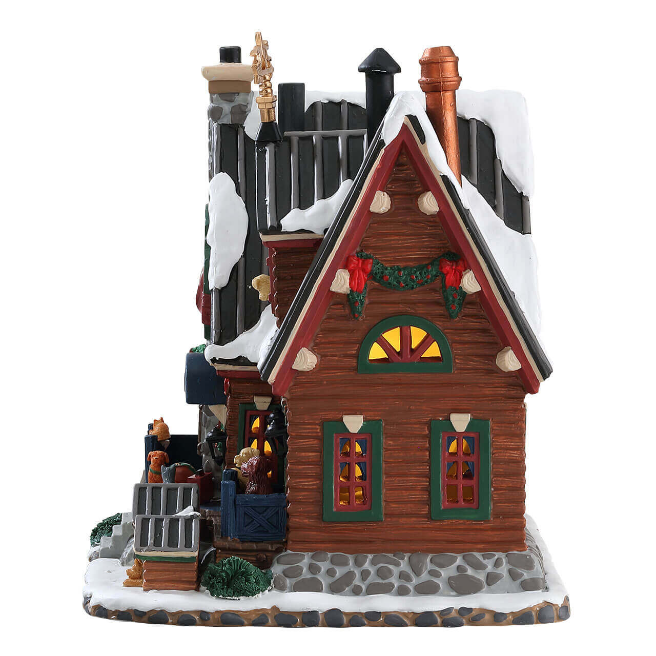 lemax-vail-village-alpine-lodge-pet-retreat-chalet-miniature-lumineux image 2