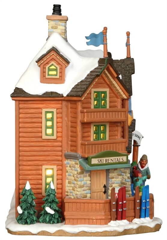 lemax-winter-ridge-ski-lodge-chalet-de-ski-miniature-lumineux image 3