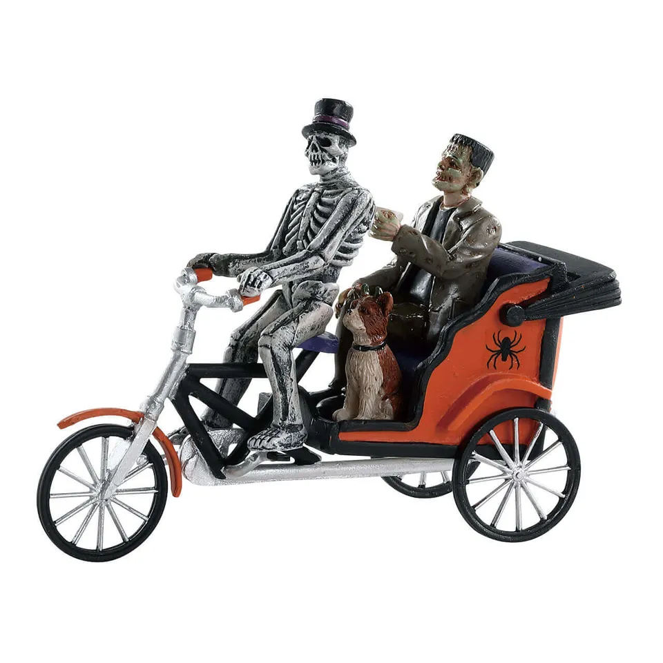 lemax-pedicab-ride-figurine-v-lo-pousse-miniature-spooky-town image 1