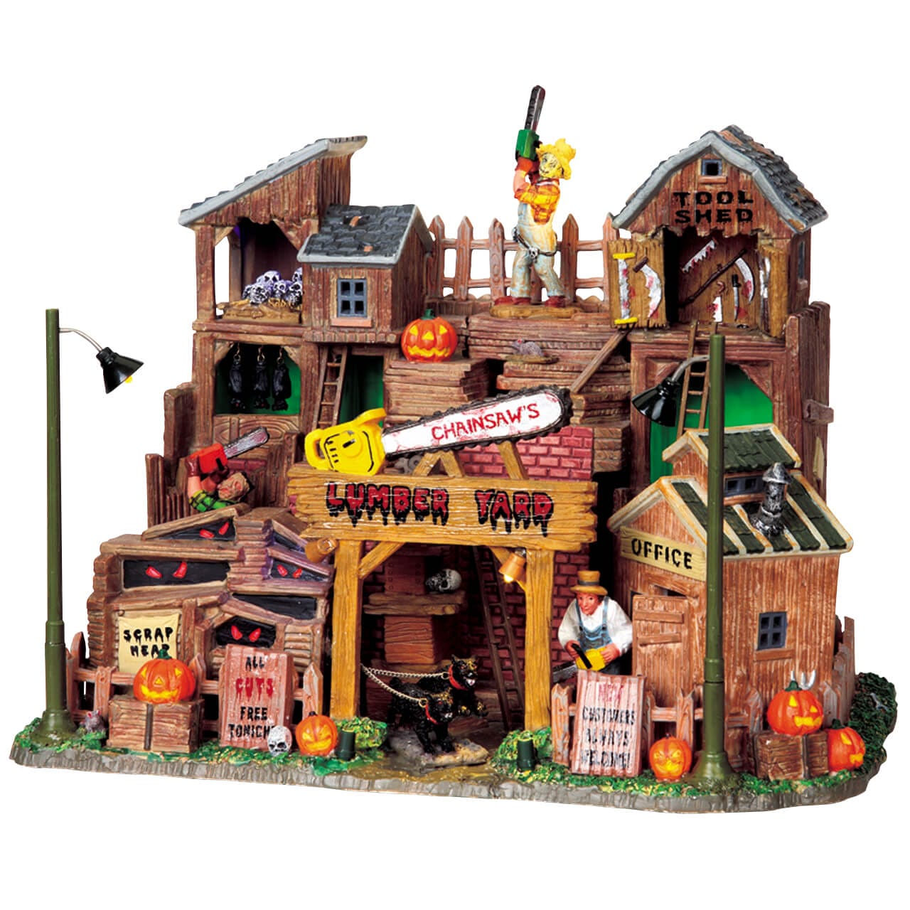 lemax-chainsaw-s-lumber-yard-b-timent-miniature-lumineux-anim-spooky-town image 1