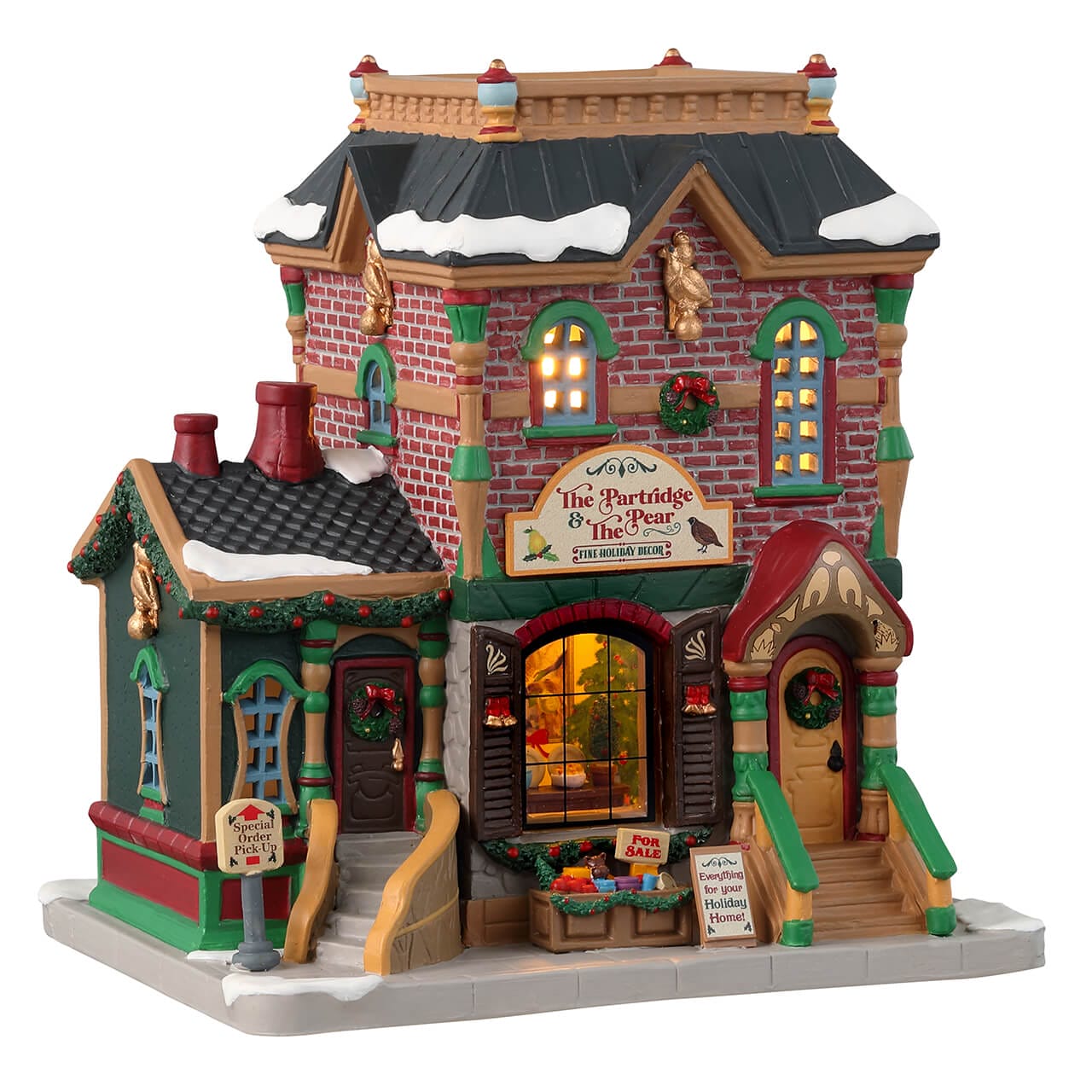 lemax-the-partridge-the-pear-caddington-boutique-lumineuse-village-de-no-l image 1