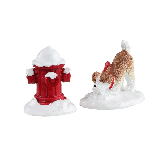 lemax-snow-hydrant-figurines-chien-et-borne-neige-caddington image 1