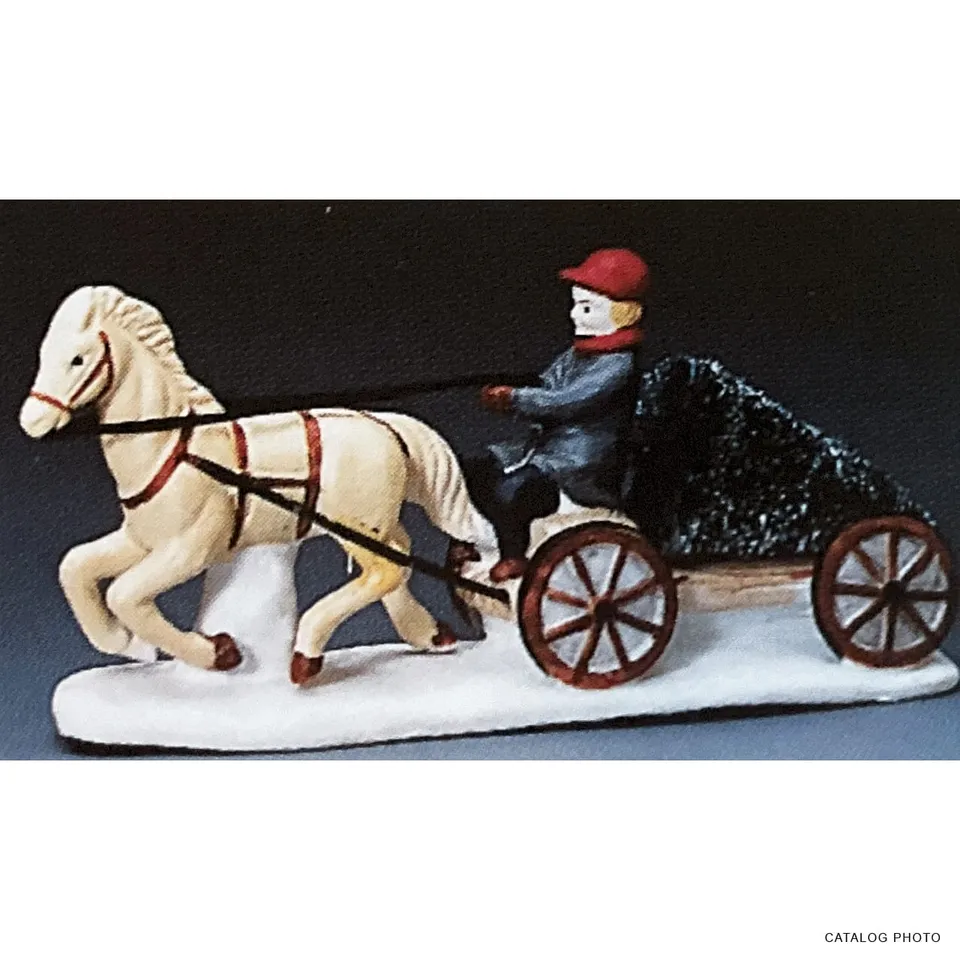 lemax-horse-wagon-and-tree-accessoire-village-de-no-l image 1