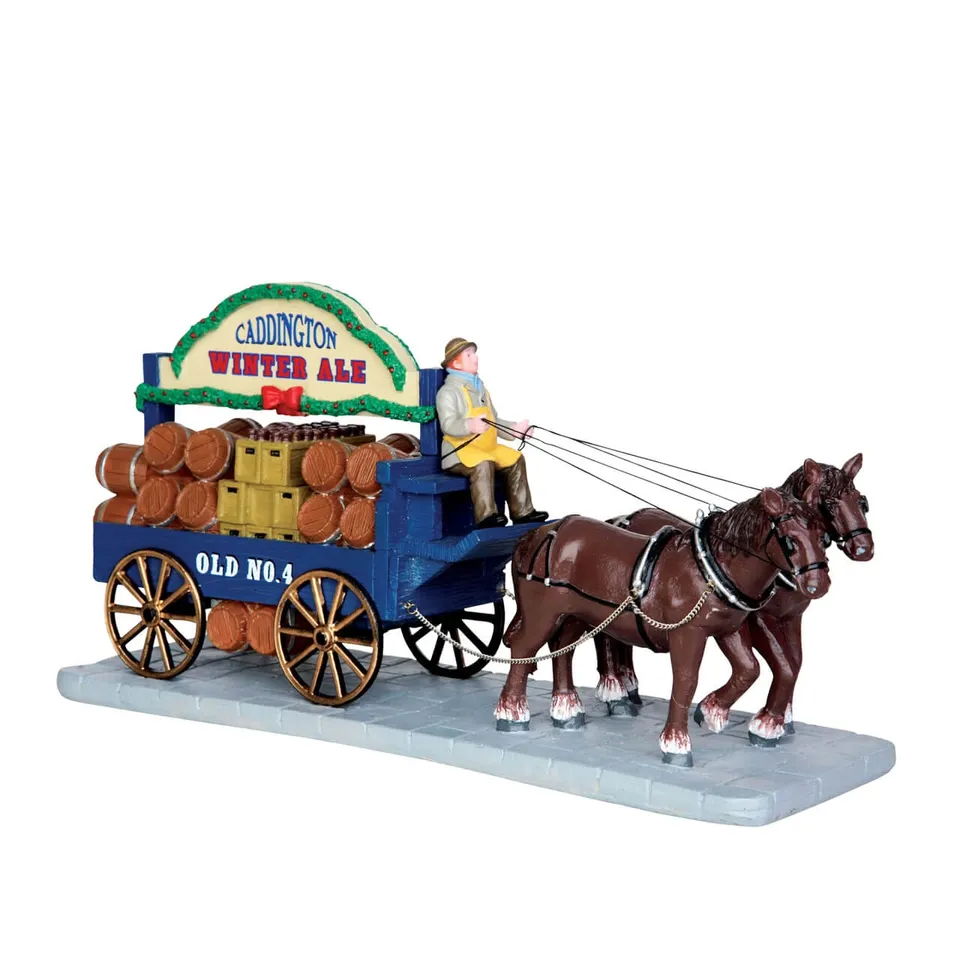 lemax-winter-ale-wagon-chariot-bi-re-village-miniature image 1