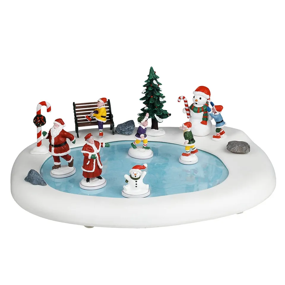 lemax-northern-lights-skating-pond-patinoire-miniature-p-re-et-m-re-no-l image 1