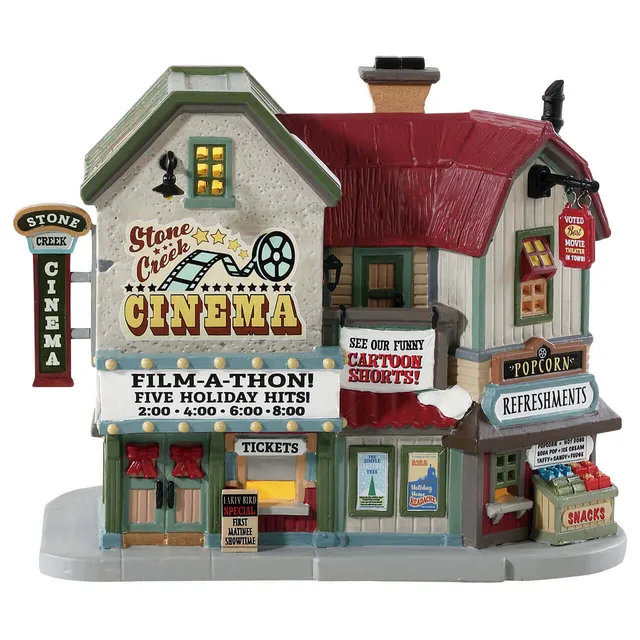 lemax-stone-creek-cinema-maison-miniature-lumineuse-cin-ma-village-de-no-l image 1