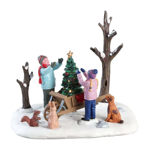 lemax-wheelbarrow-tree-sapin-miniature-avec-brouette image 1