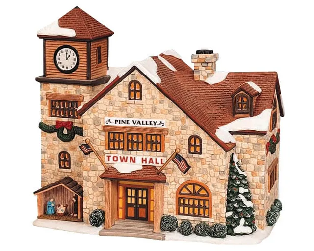 lemax-pine-valley-town-hall-mairie-lumineuse-village-de-no-l image 1