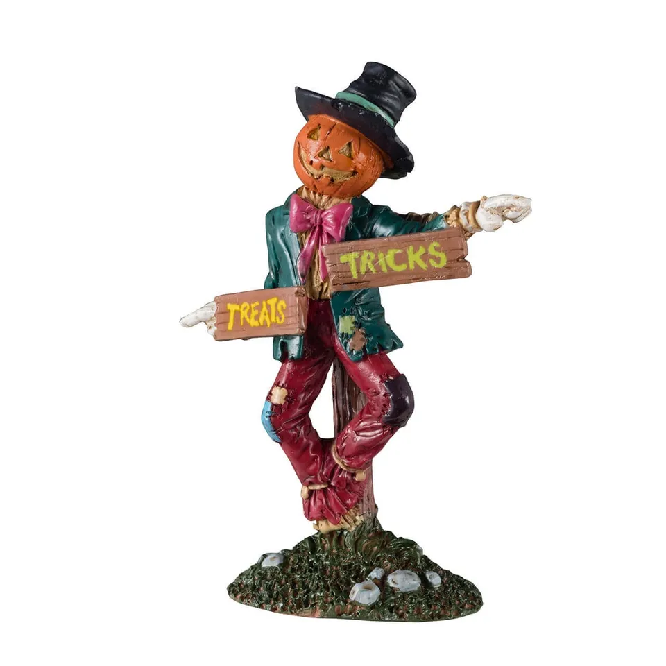 lemax-scarecrow-signpost-pouvantail-miniature-halloween-spooky-town image 1