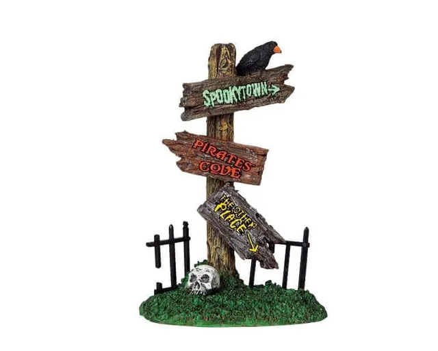 lemax-spooky-signposts-accessoire-miniature-panneaux-spooky-town image 1