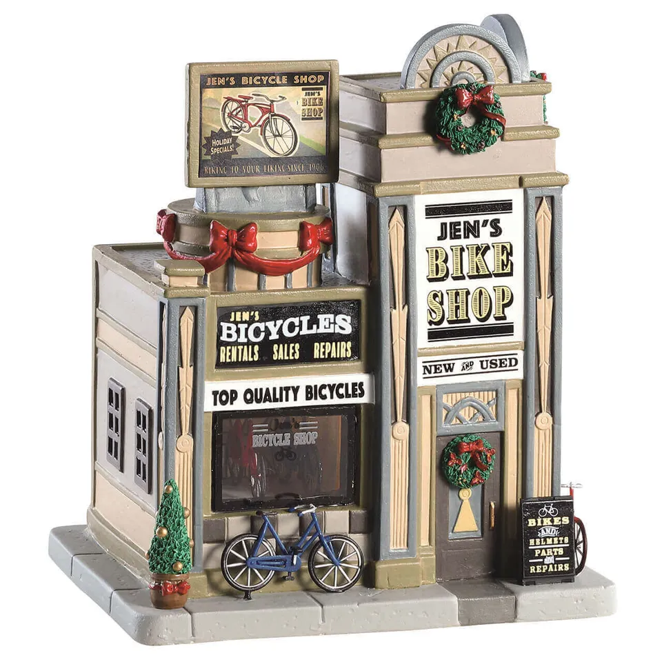 lemax-jens-bike-shop-b-timent-miniature-lumineux-village-de-no-l image 1