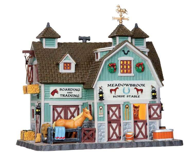 lemax-meadowbrook-stable-table-miniature-lumineuse-village-de-no-l image 4