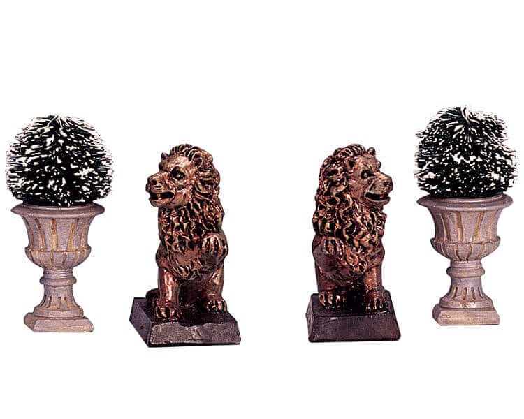 lemax-lion-statue-decorative-vase-d-cor-jardin-miniature image 1