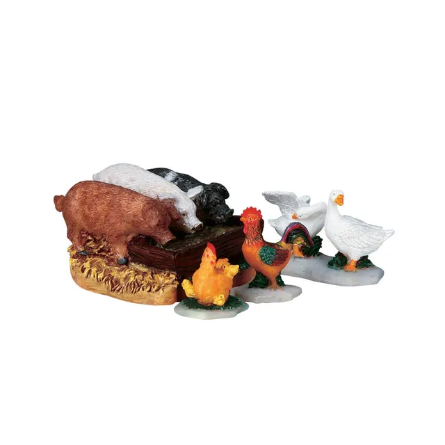 lemax-the-hog-trough-set-of-4-accessoires-miniatures-ferme-village-no-l image 1