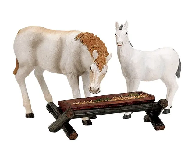 lemax-horses-at-the-trough-figurines-chevaux-miniature-village-de-no-l image 1