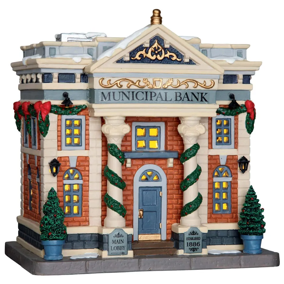 lemax-municipal-bank-b-timent-banque-de-village-lumineux image 1