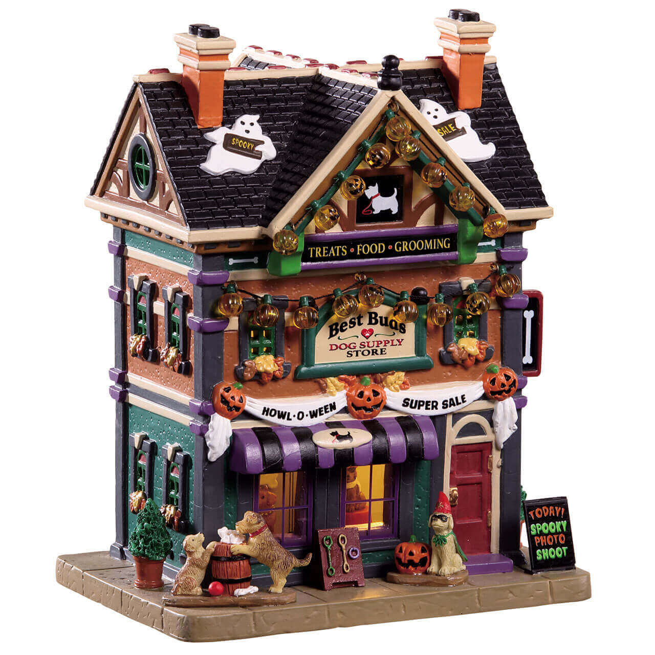 lemax-best-buds-dog-supply-store-animalerie-halloween-spooky-town image 1