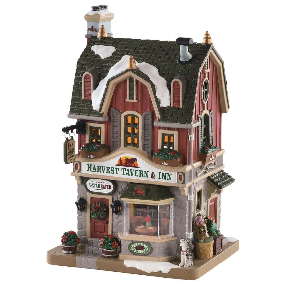 lemax-harvest-tavern-and-inn-maison-miniature-lumineuse-village-de-no-l image 1