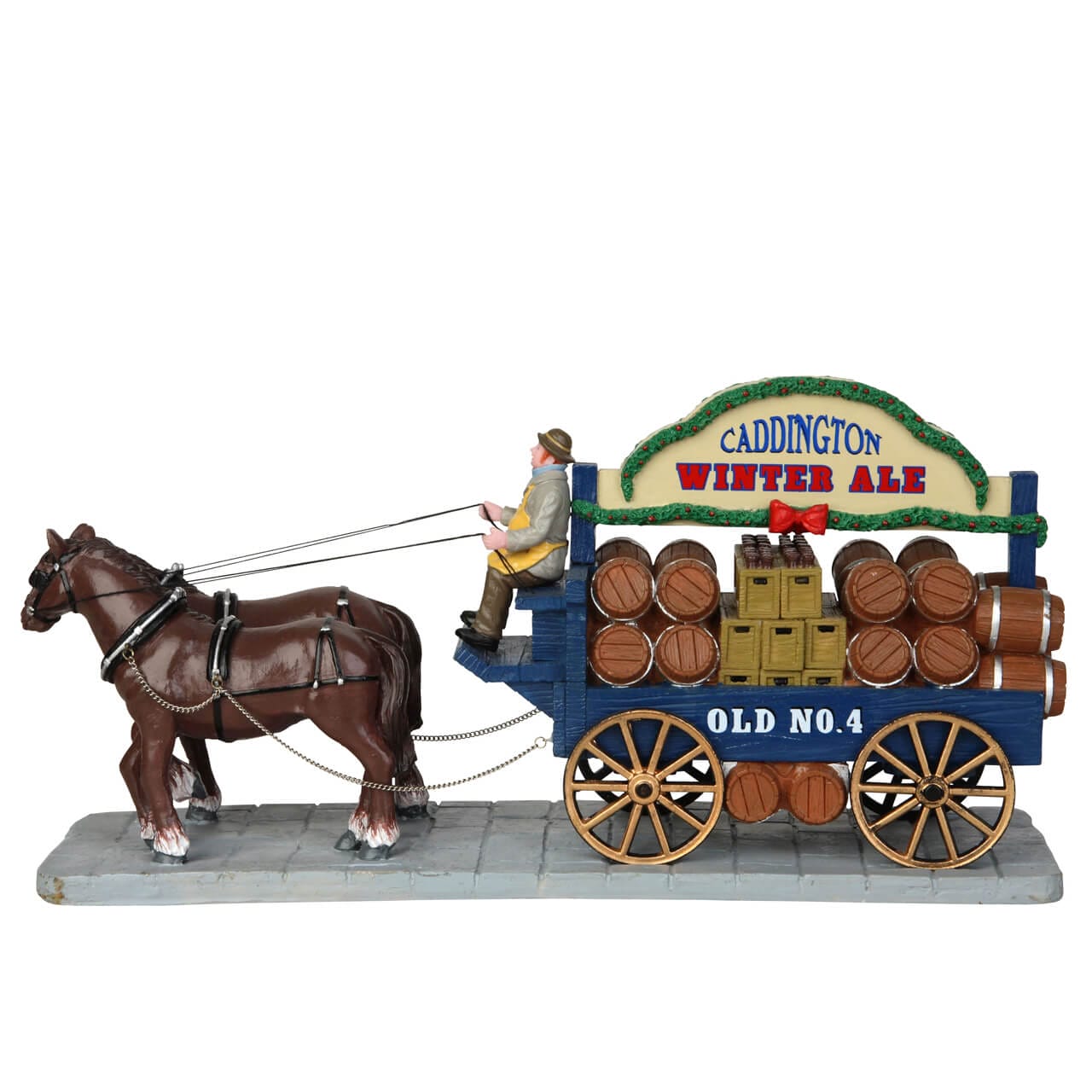 lemax-winter-ale-wagon-chariot-bi-re-village-miniature image 3