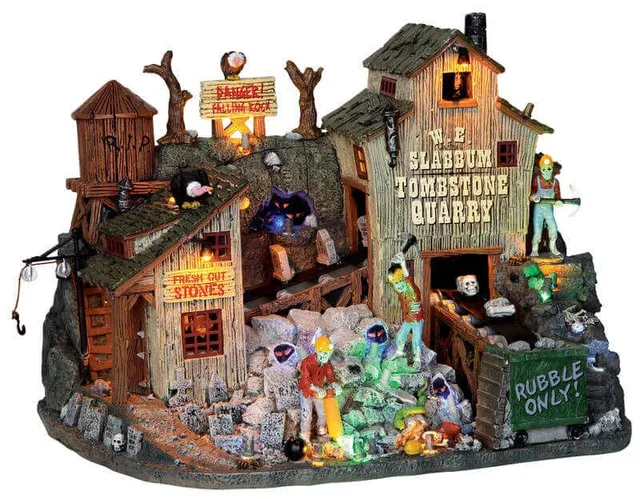 lemax-w-e-slabbum-tombstone-quarry-b-timent-anim-spooky-town image 1