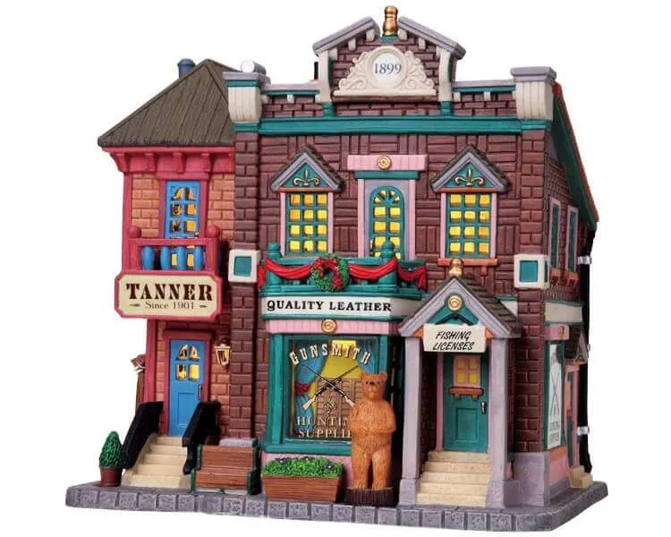 lemax-gunsmith-tanner-boutique-de-village-miniature-lumineuse image 1