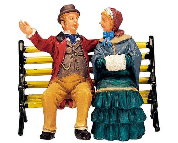 lemax-park-bench-chat-figurine-banc-public-village-miniature image 1