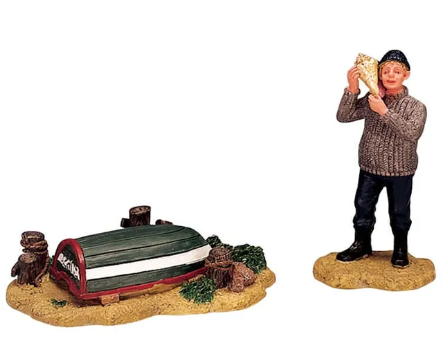 lemax-listening-for-the-ocean-old-rowboat-figurine-village-de-no-l image 1