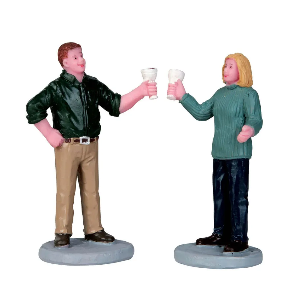 lemax-a-fine-vintage-set-de-2-figurines-village-de-no-l-miniature image 1