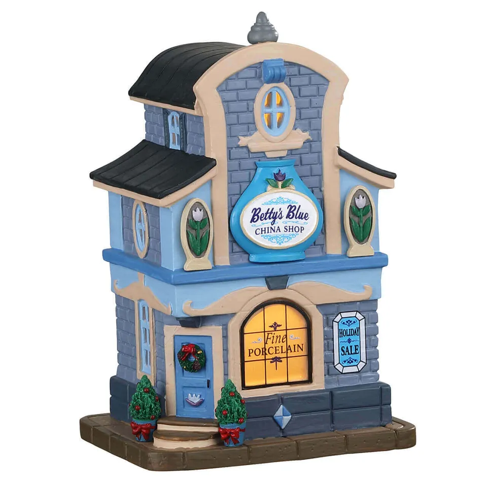 lemax-betty-s-blue-china-shop-boutique-porcelaine-bleue-illumin-e image 1