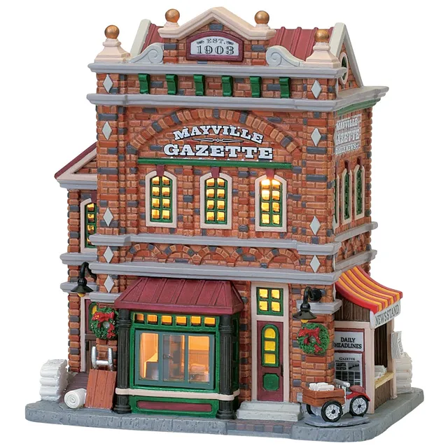 lemax-mayville-gazette-b-timent-de-village-miniature-lumineux image 1