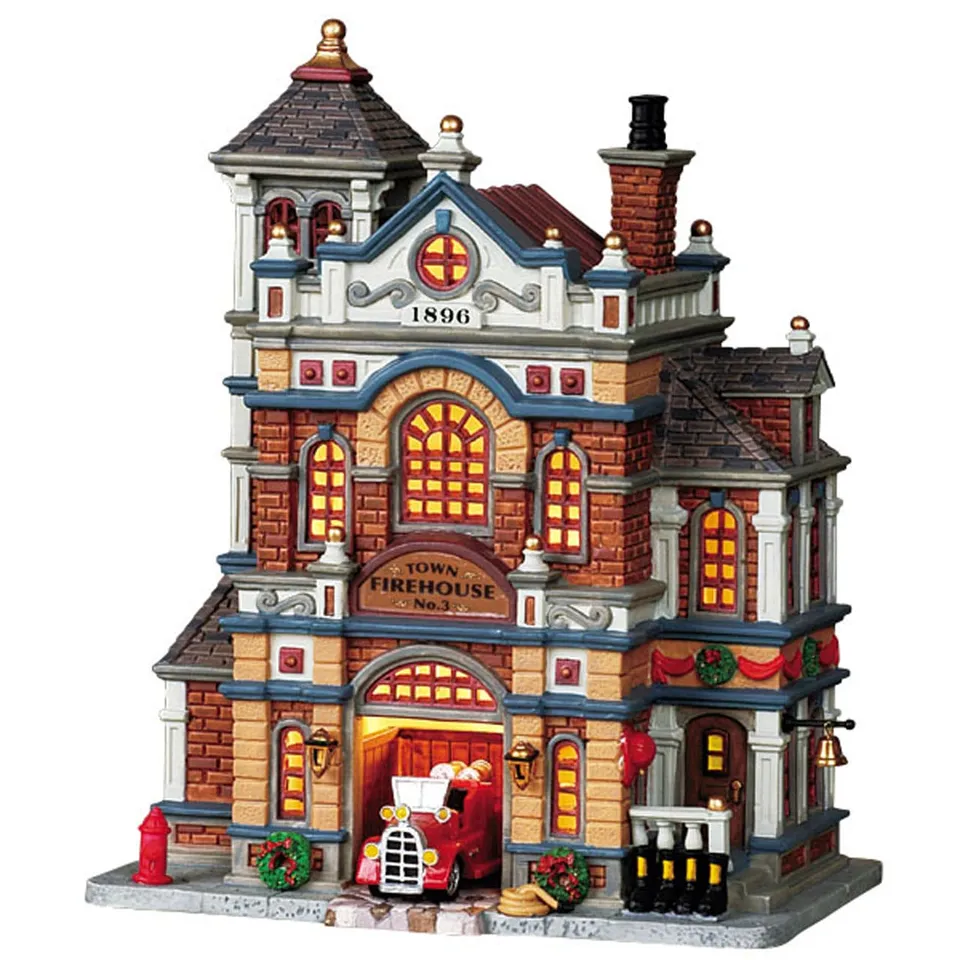 lemax-town-firehouse-no-3-b-timent-lumineux-village-de-no-l image 1