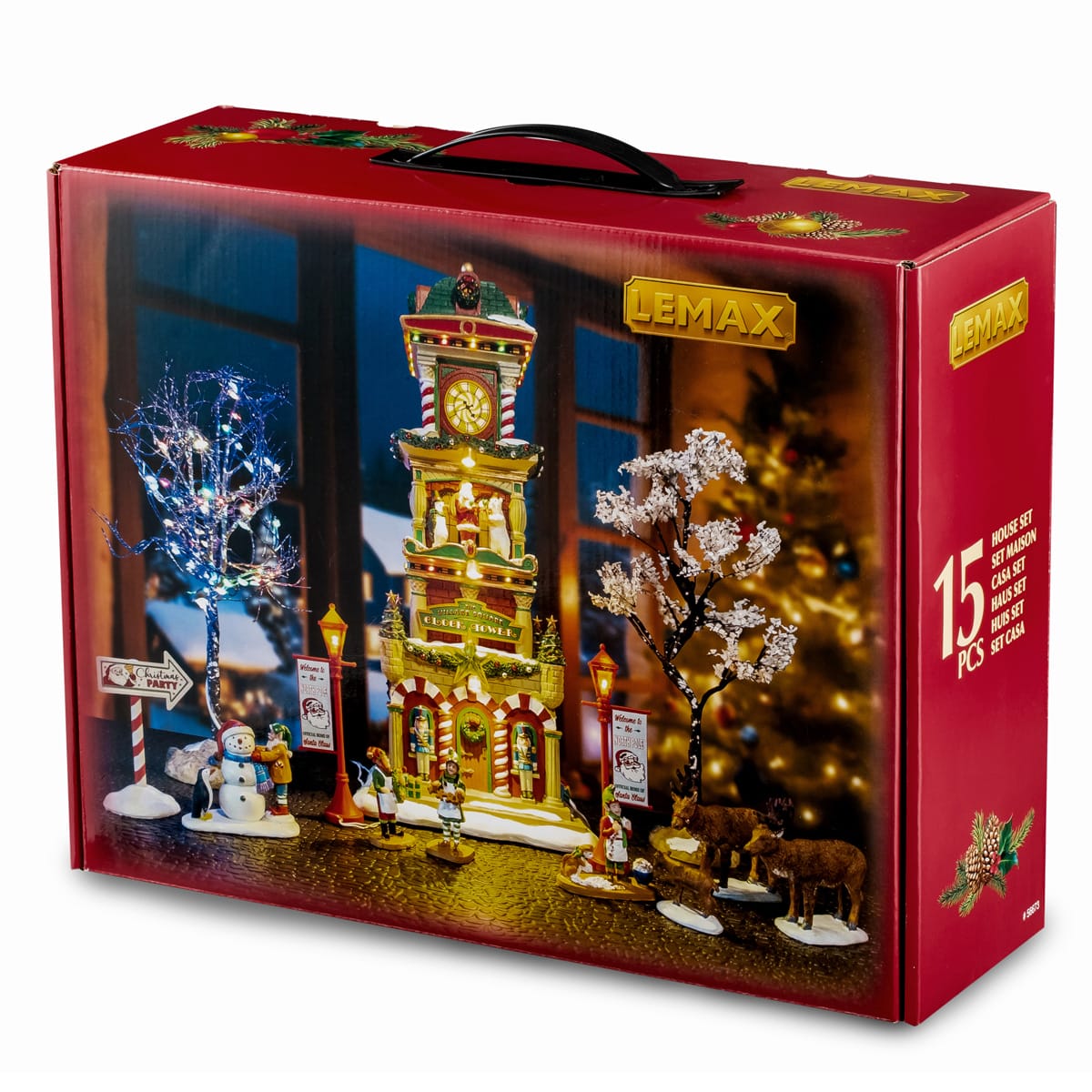 lemax-the-village-square-clock-tower-set-tour-horloge-miniature image 2