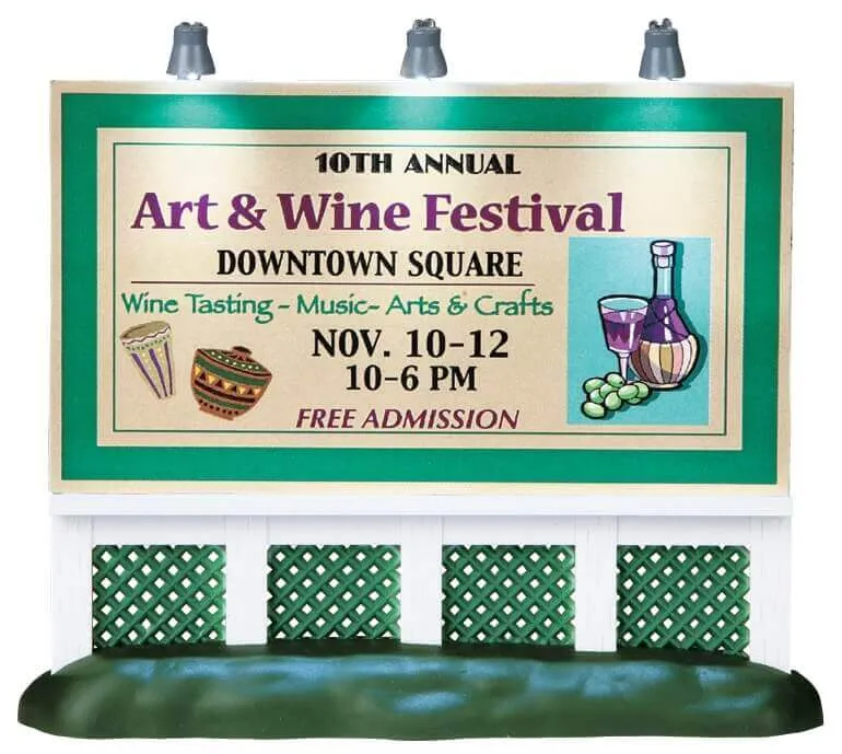 lemax-art-wine-festival-billboard-panneau-accessoire-village-miniature image 1