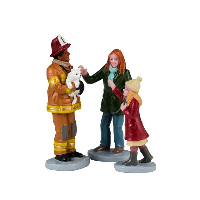 lemax-fireman-to-the-rescue-figurine-pompier-sauvetage-chaton image 1