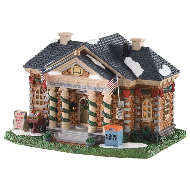 lemax-maybridge-public-library-b-timent-miniature-lumineux-village-de-no-l image 1