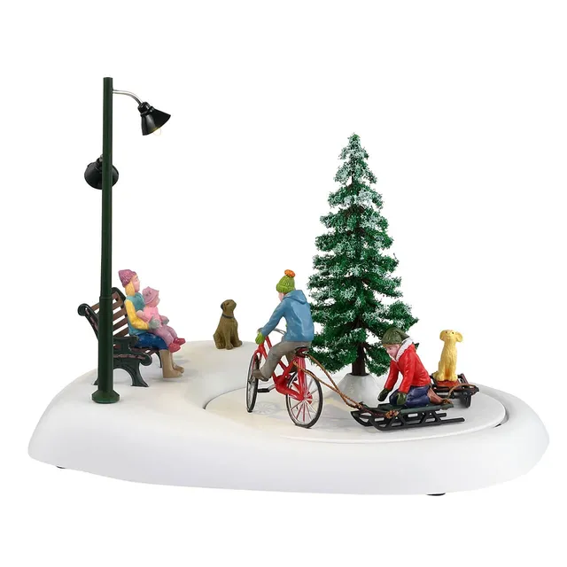 lemax-snowbiking-with-dad-figurine-vail-village-famille-v-lo image 1