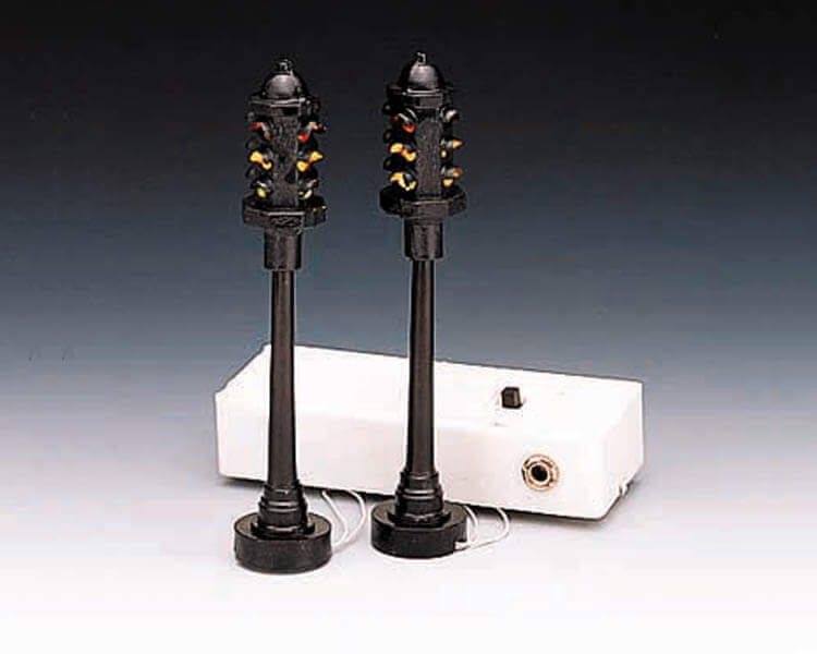 lemax-flashing-stop-light-set-de-2-feux-tricolores-miniatures-clignotants image 1