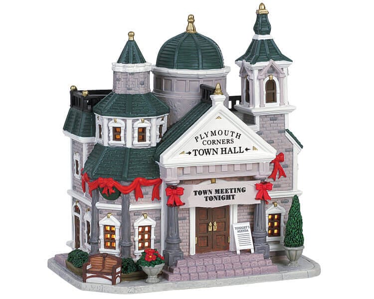 lemax-plymouth-corners-town-hall-mairie-miniature-lumineuse-de-no-l image 2