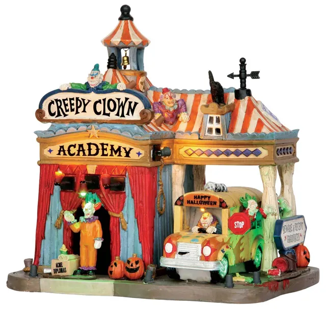 lemax-creepy-clown-academy-spooky-town-b-timent-anim-lumineux image 1