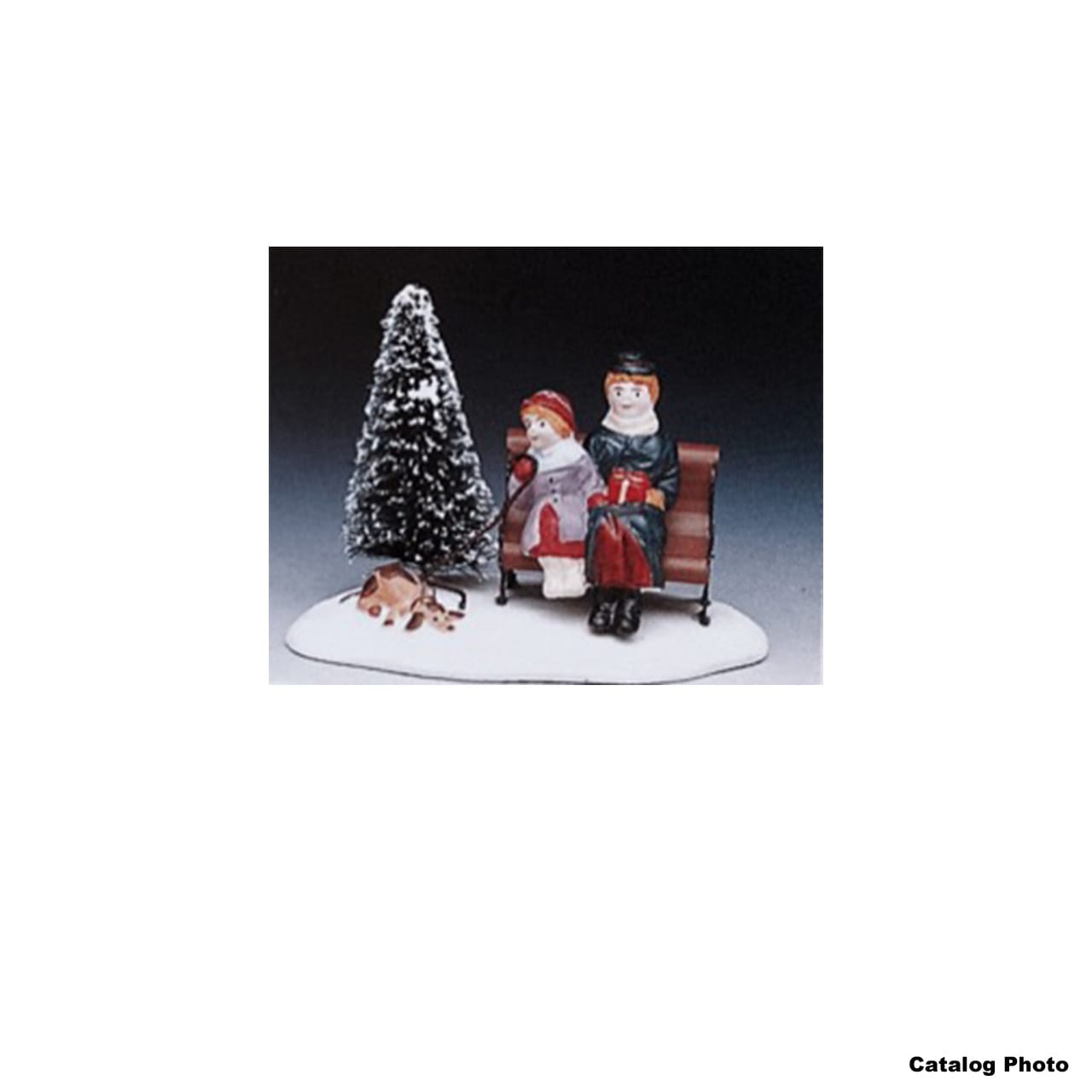 lemax-park-bench-people-figurines-banc-village-no-l image 1