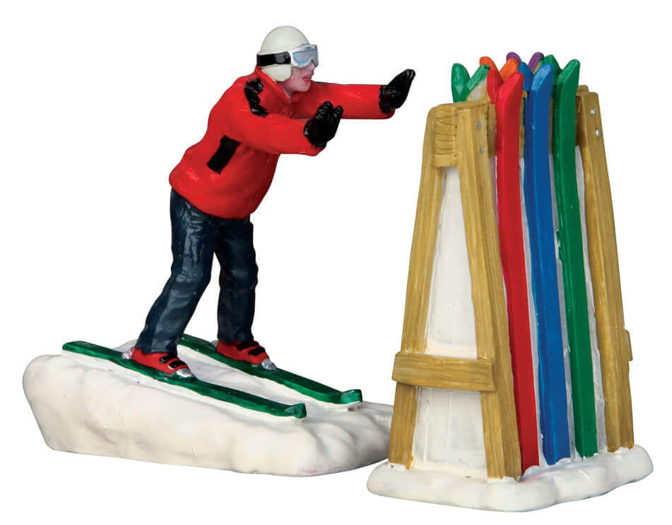 lemax-ski-rack-disaster-set-of-2-skieurs-miniatures-lot-de-2 image 1