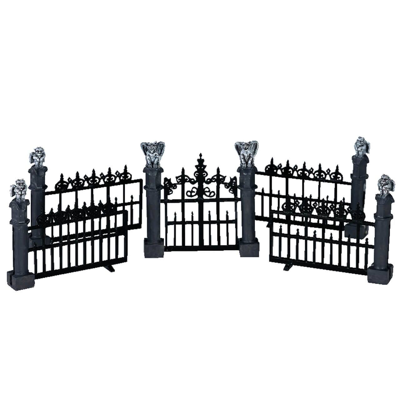 lemax-gargoyle-fence-set-de-5-cl-ture-village-halloween-spooky-town image 1