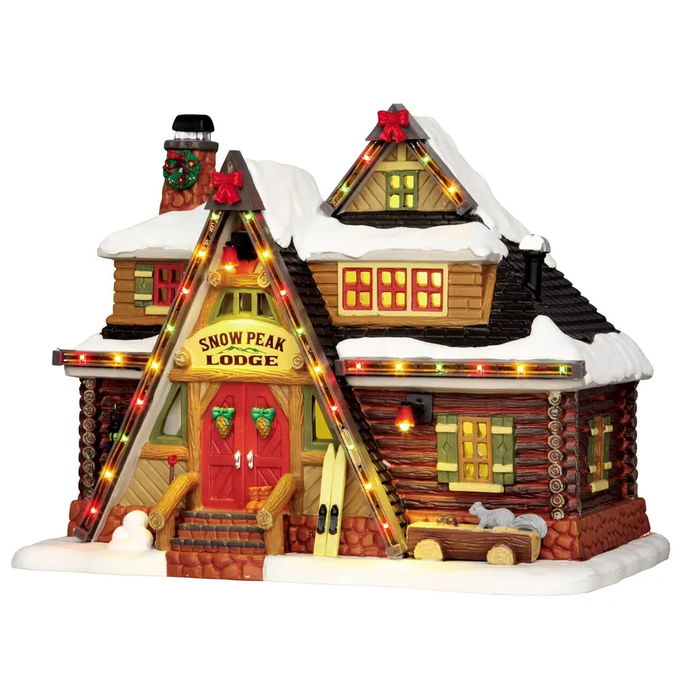 lemax-snow-peak-lodge-chalet-lumineux-miniature-village-de-no-l image 1