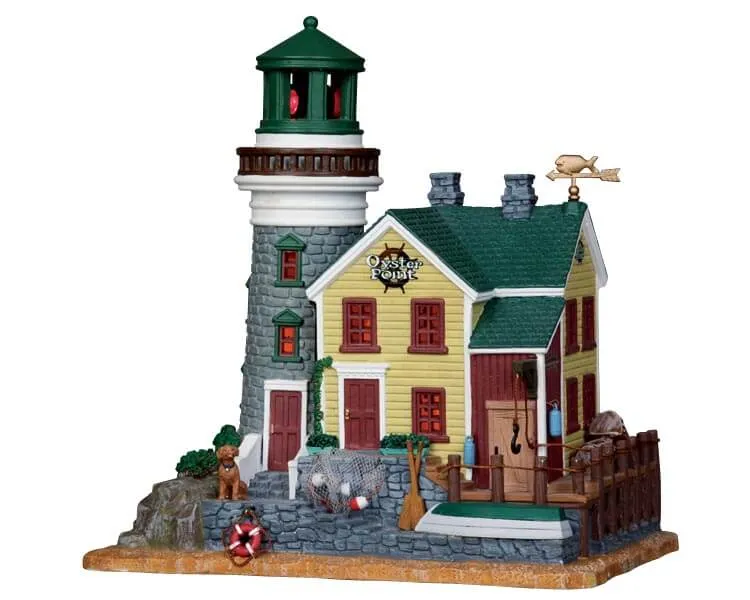 lemax-oyster-point-lighthouse-phare-miniature-lumineux-de-village image 1