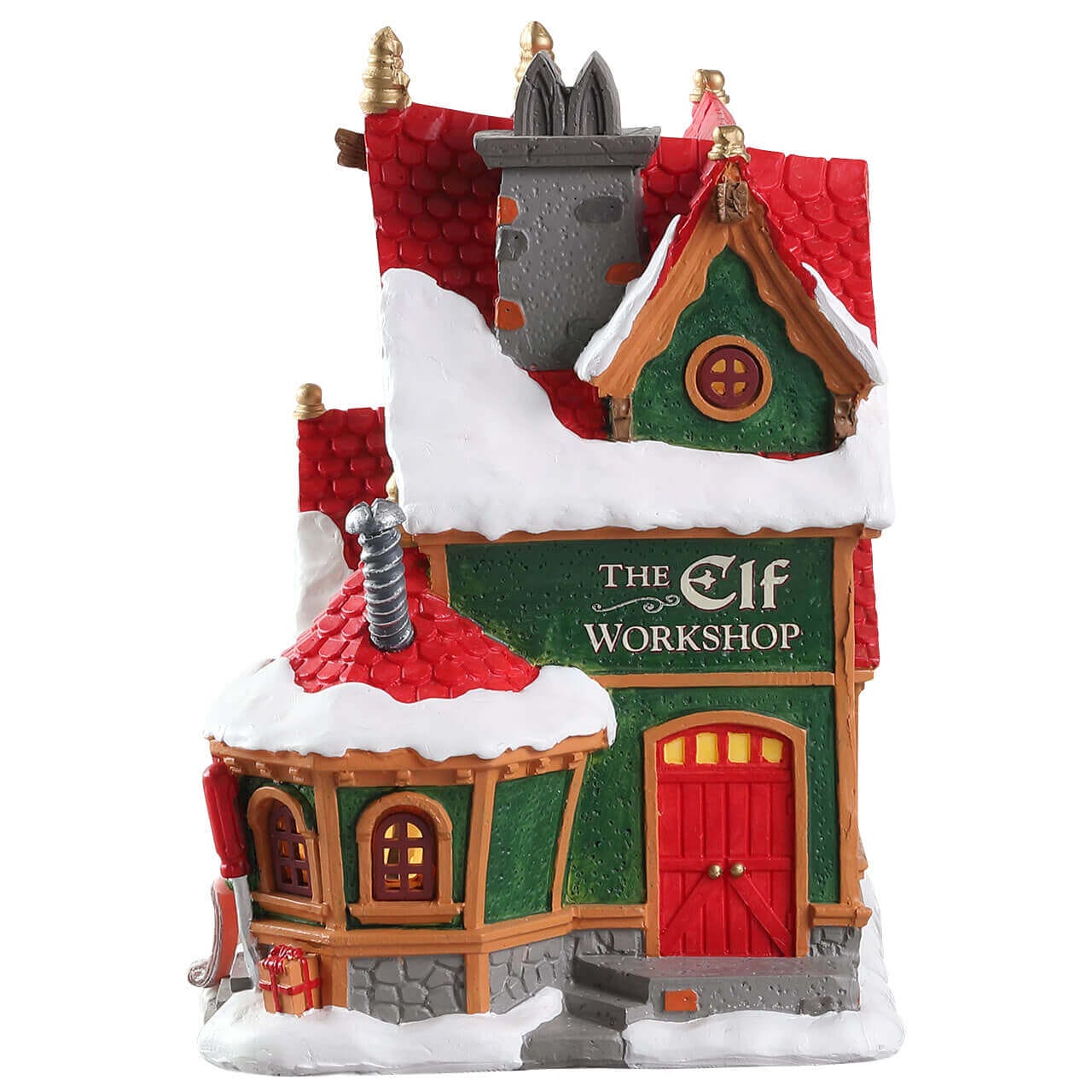 lemax-the-elf-workshop-b-timent-lumineux-atelier-des-elfes-vert-et-rouge image 2