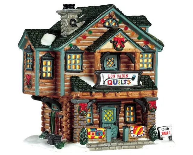 lemax-log-cabin-quilts-boutique-miniature-quilts-chalet image 1