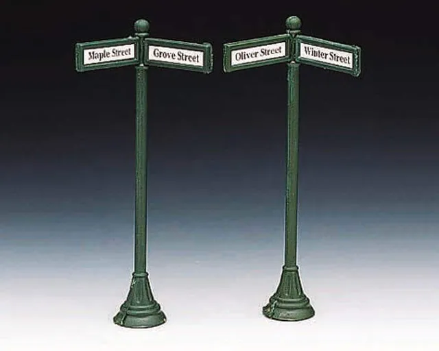 lemax-street-sign-with-labels-set-de-2-panneaux-village-no-l image 1
