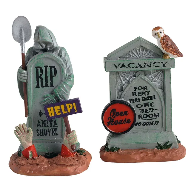 lemax-tombstone-duo-lot-2-pierres-tombales-halloween-spooky-town image 1