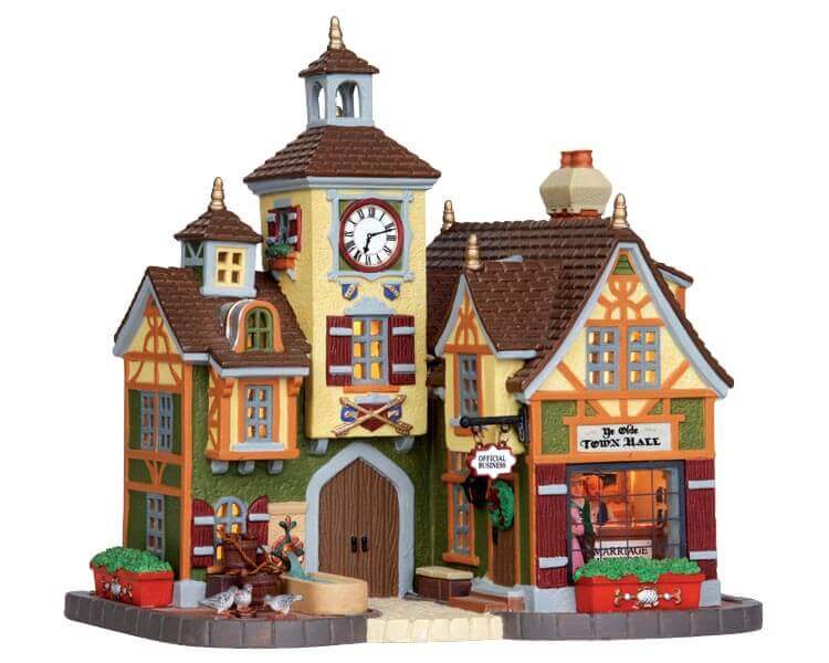 lemax-ye-olde-town-hall-mairie-lumineuse-de-village-miniature image 4